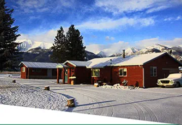 Winter snow at Mountain View Motel - RV Park in Joseph, Oregon