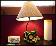 Tractor lamp in the Americana Room at the Mountain View Motel near Wallowa Lake. 