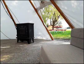 Interior and view from the Hunters Lodge near Wallowa Lake