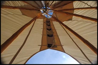 Tepee pole bundle at the Mountain View RV Campground in Joseph, Oregon