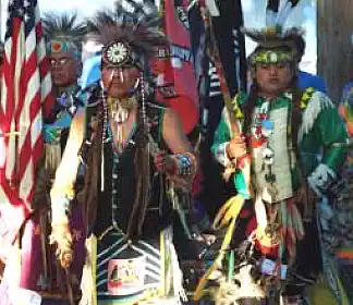 Nez Perce dancers at the Tamkaliks Pow Wow in Wallowa, Oregon