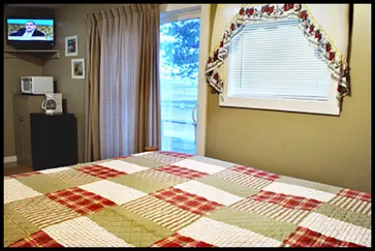 The Red Apple Room includes a fridge, microwave, flat-screen TV and clean bathroom.