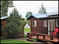 Get a glimpse of the Mountain View’s  tepees from the Red Apple Rooms back deck.