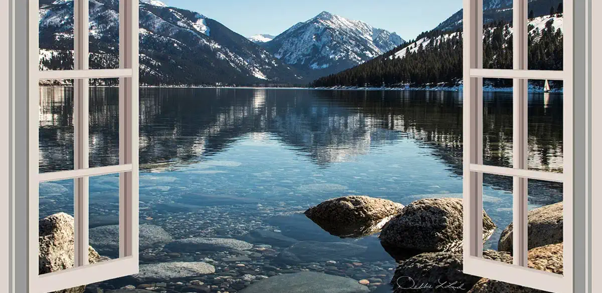 Wallowa Lake Through the Window near Joseph, Oregon. © Debbie L. Lind Photoartisan