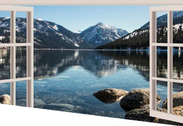 Wallowa Lake Through the Window near Joseph, Oregon. © Debbie L. Lind Photoartisan